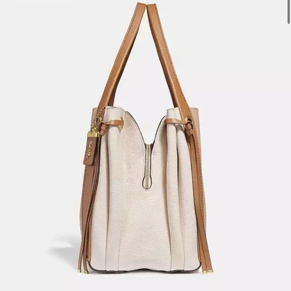 Coach Harmony Colorblock Chalk Beige Glovetanned Leather Hobo 53353 Bag - Picture 8 of 16